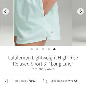 Lululemon Women's Lightweight High-Rise Shorts Ideal Mint and White Size 6